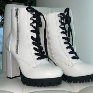 White Platform Booties